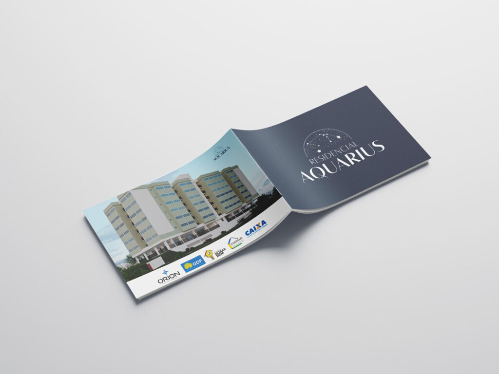 Capa e contra capa do Book do Residencial Aquarius em Mockup